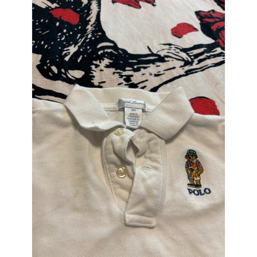 Polo Ralph Lauren Baby Boys White Polo Bear Cotton Pique Shirt 18M Toddler - Picture 2 of 3